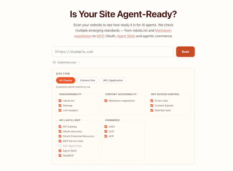 Is Your Site Agent-Ready? by Cloudflare screenshot 2