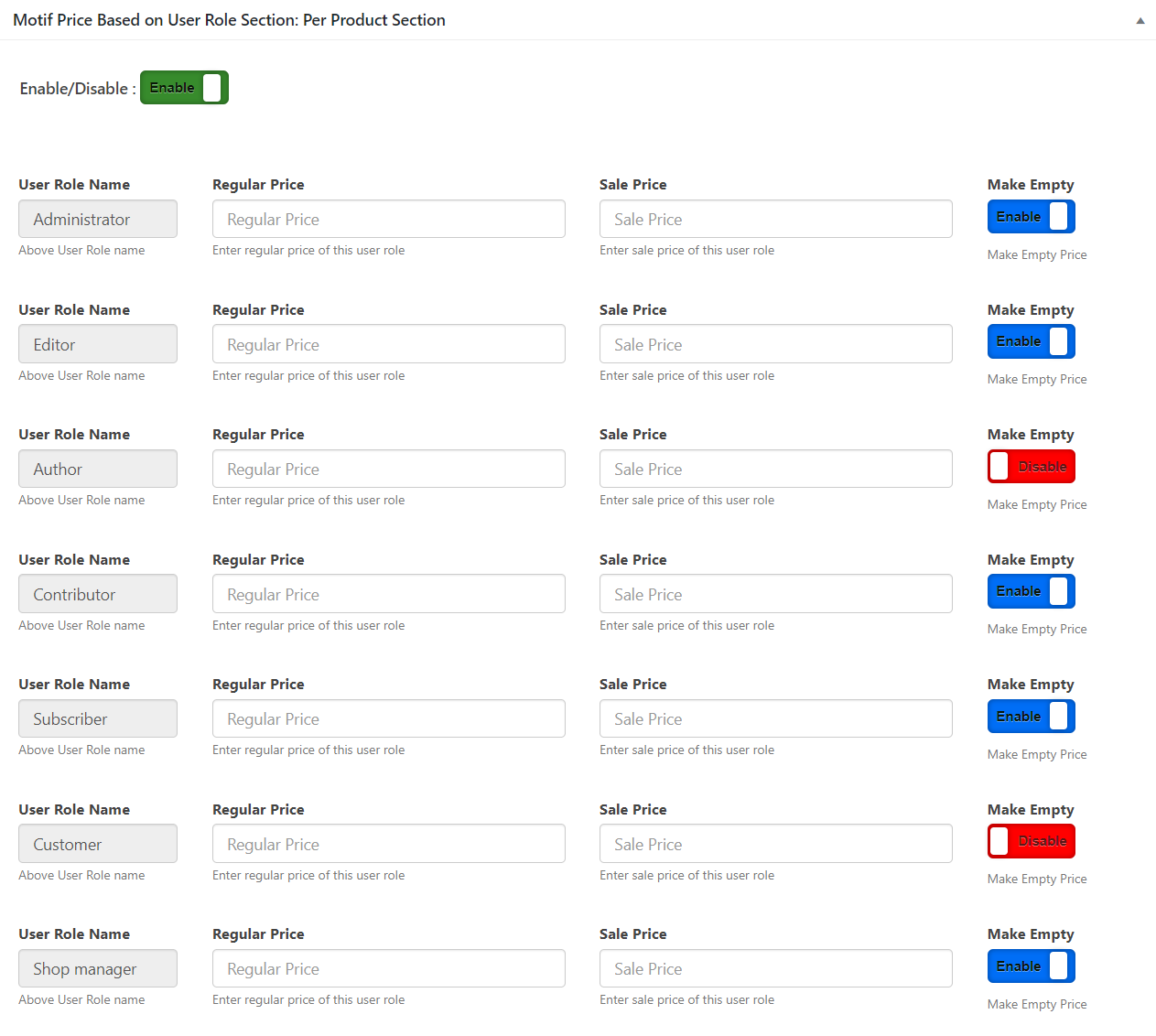Role Based Price for Woocommerce Plugin gallery image