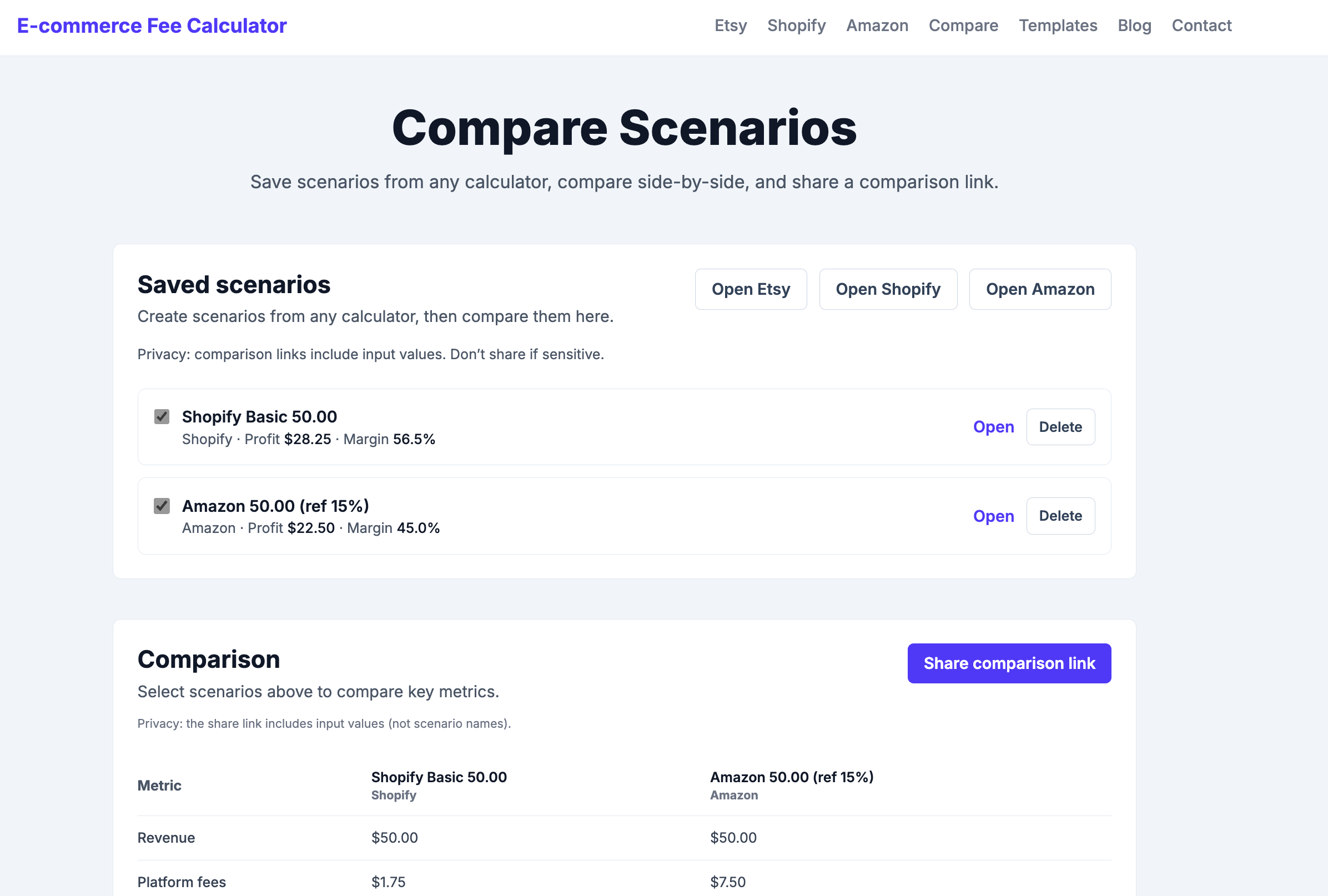 E-commerce Fee Calculator gallery image