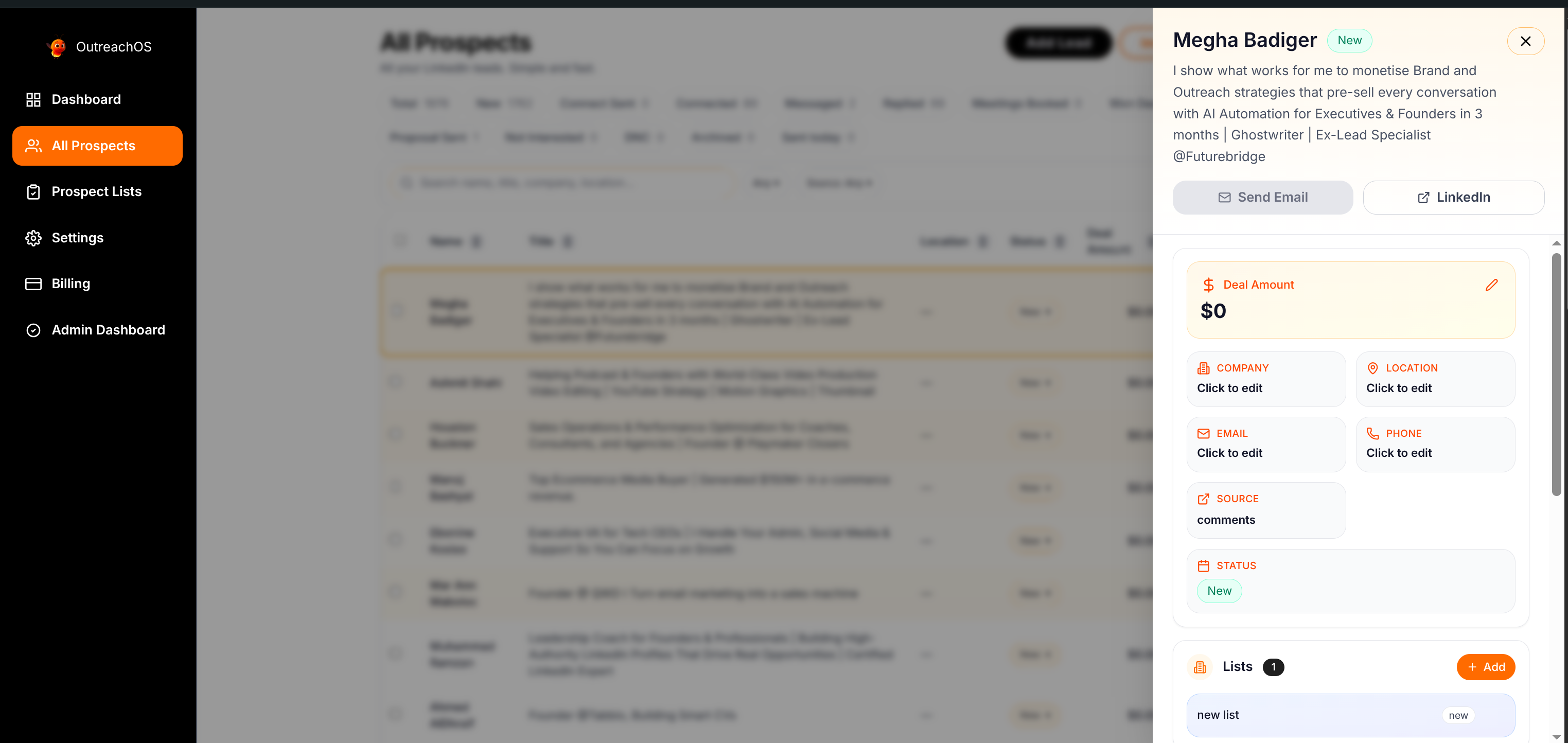 OutreachOS - Main product screenshot demonstrating key features and user interface