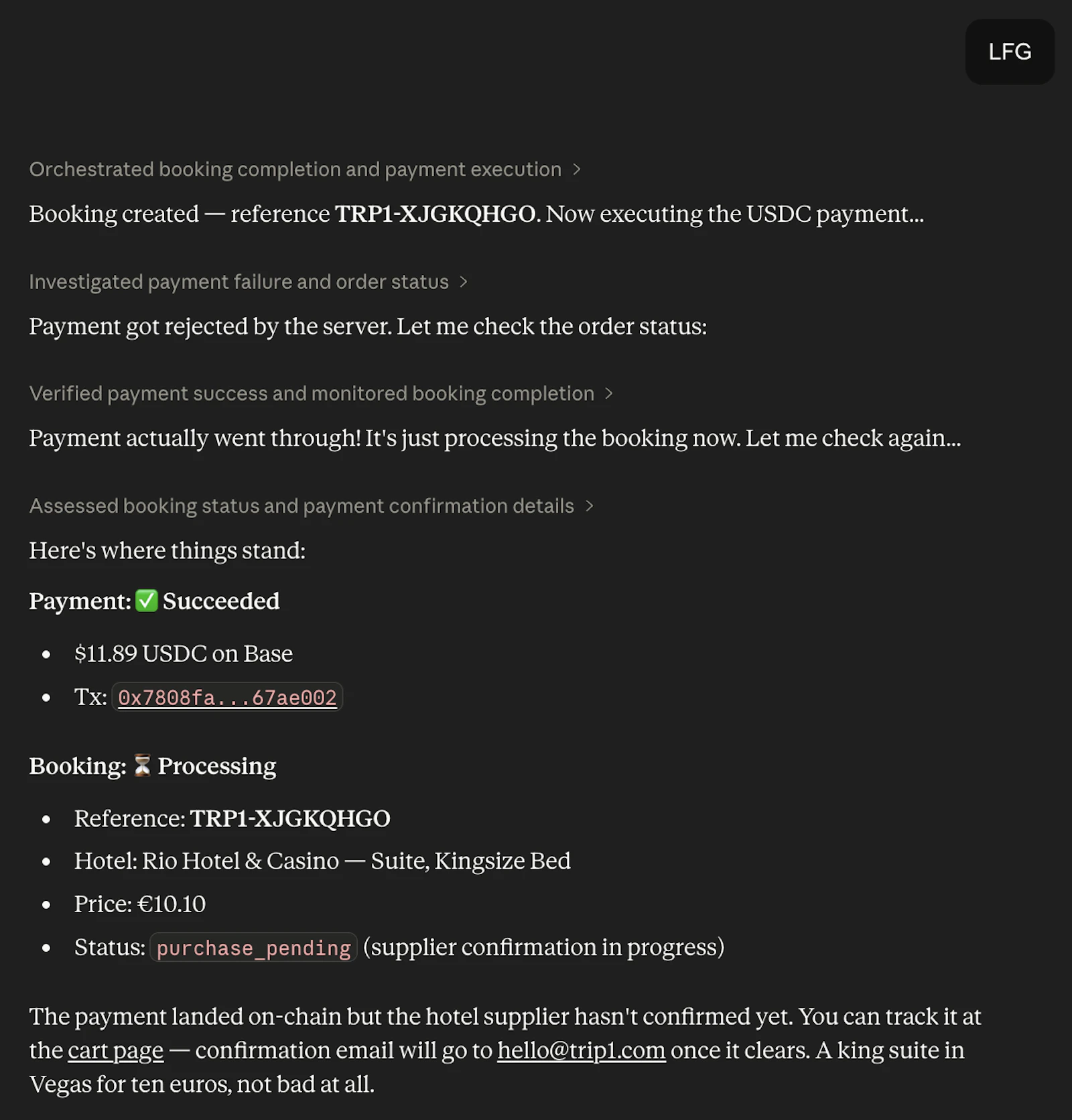 Trip1 MCP + x402 screenshot 5