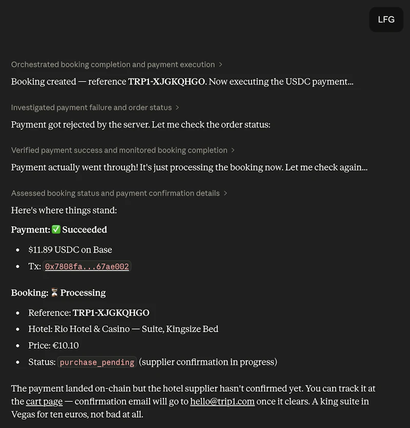 Trip1 MCP + x402 screenshot 5