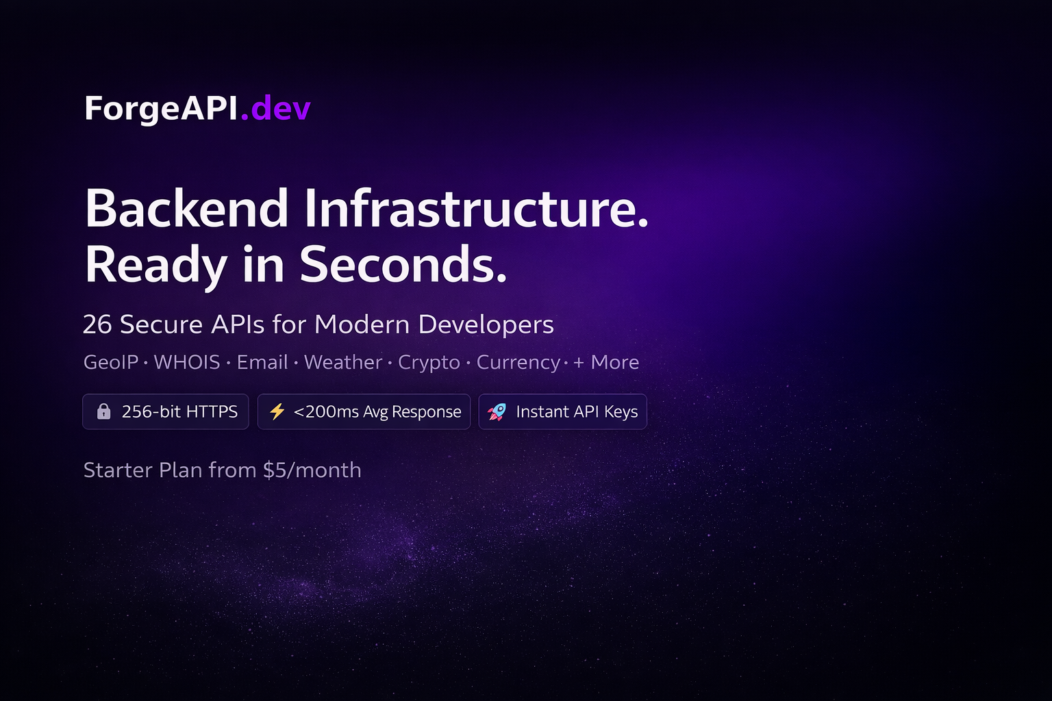 ForgeAPI.dev - Main product screenshot demonstrating key features and user interface