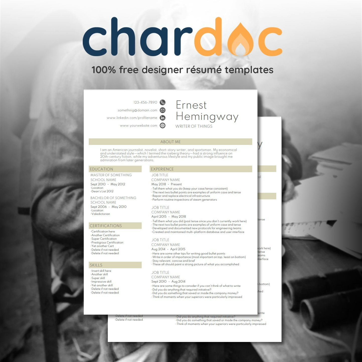 chardoc // résumé templates gallery image