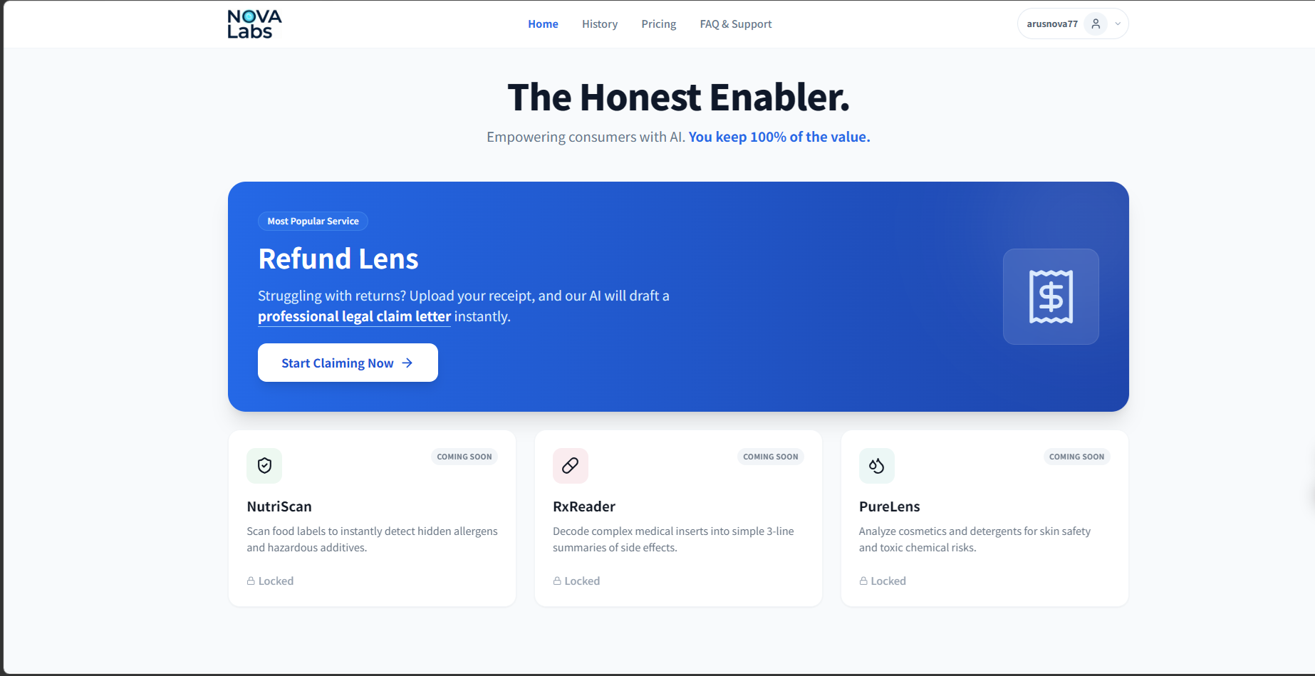 Refund Lens - Main product screenshot demonstrating key features and user interface