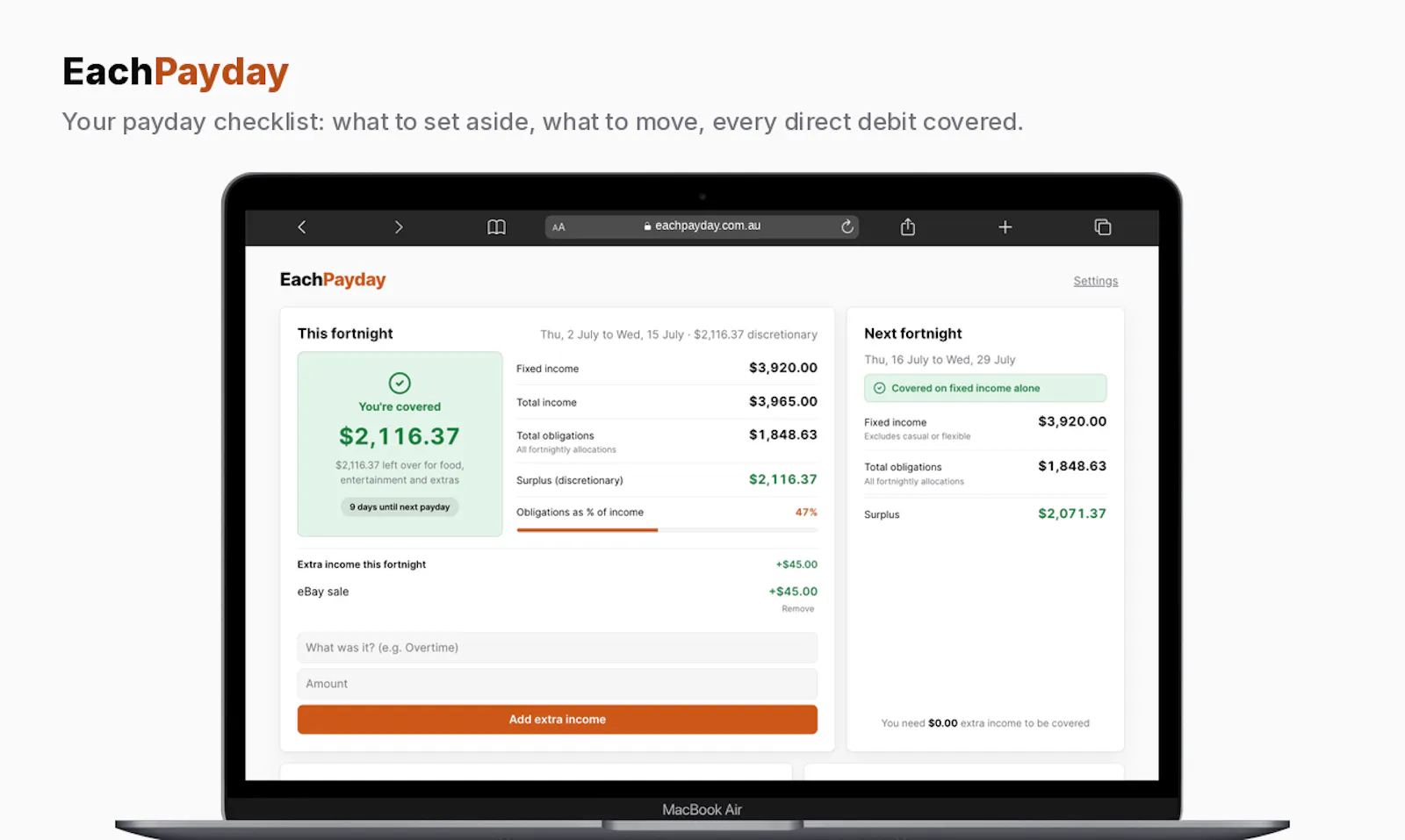 EachPayday screenshot 1