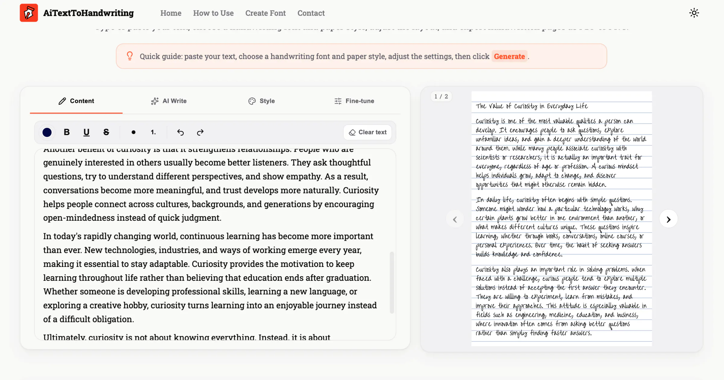 aitexttohandwriting gallery image