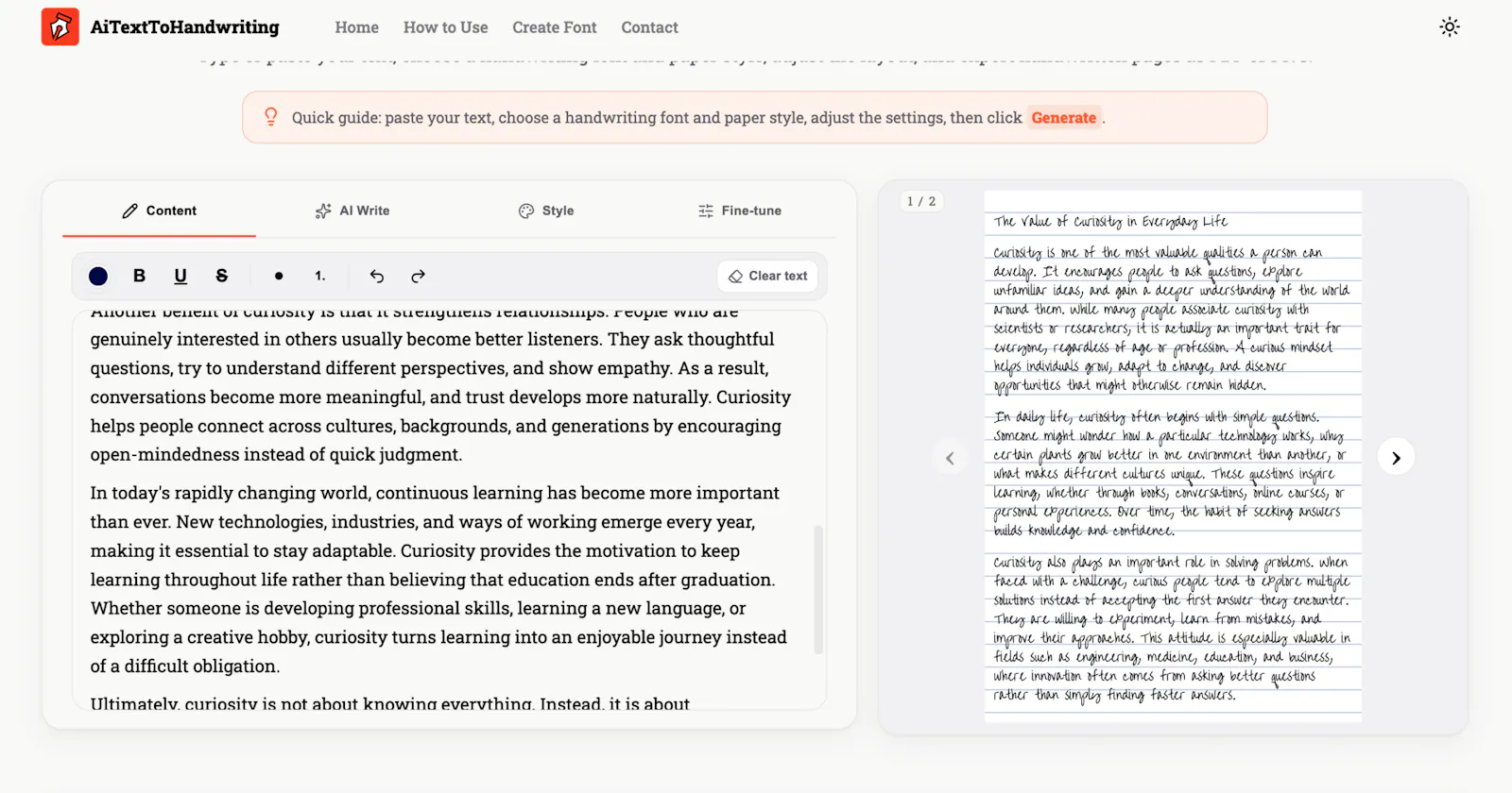 aitexttohandwriting screenshot 2