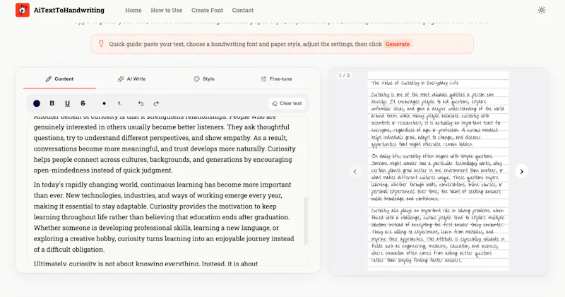 aitexttohandwriting screenshot 2