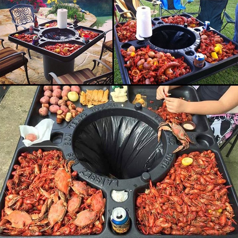 Food Table with Built in Trash