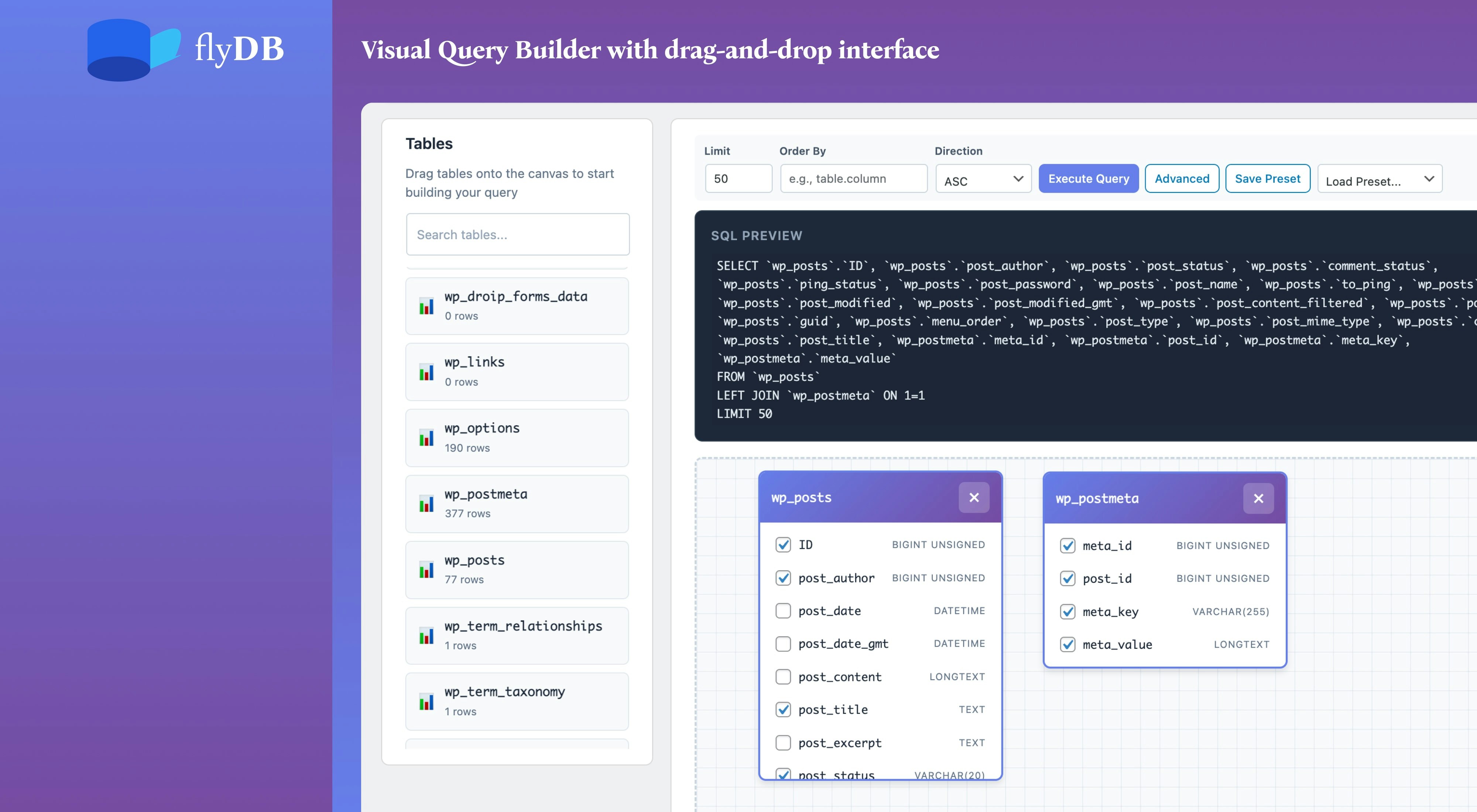 FlyDB – Database Explorer for WordPress gallery image