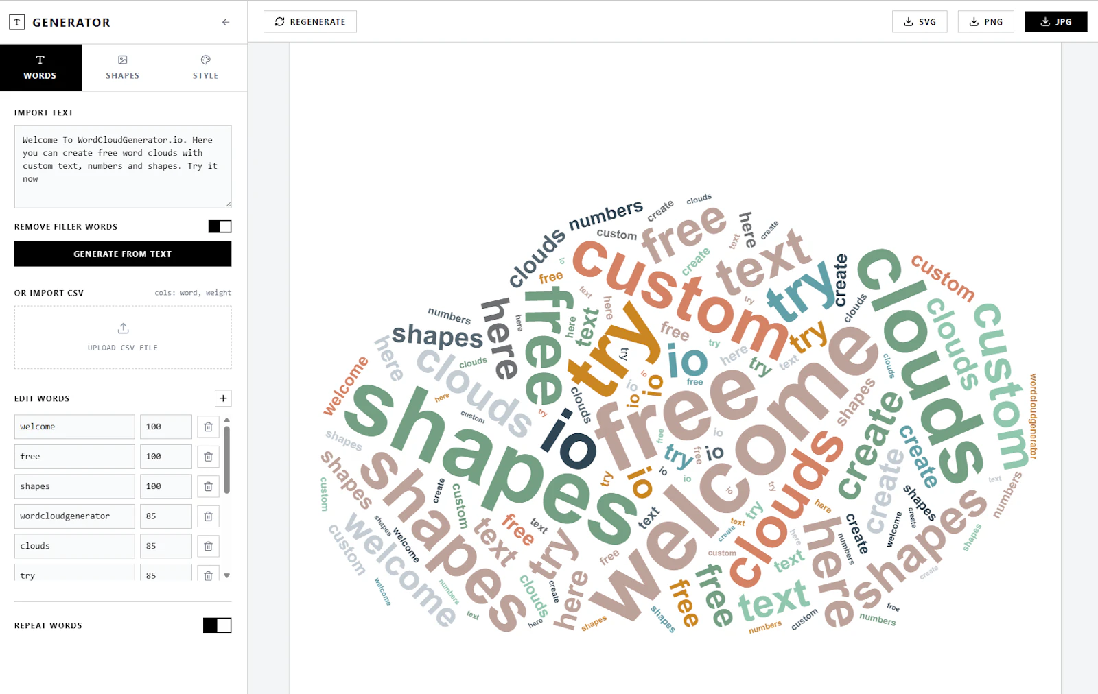 Word Cloud Generator screenshot 2