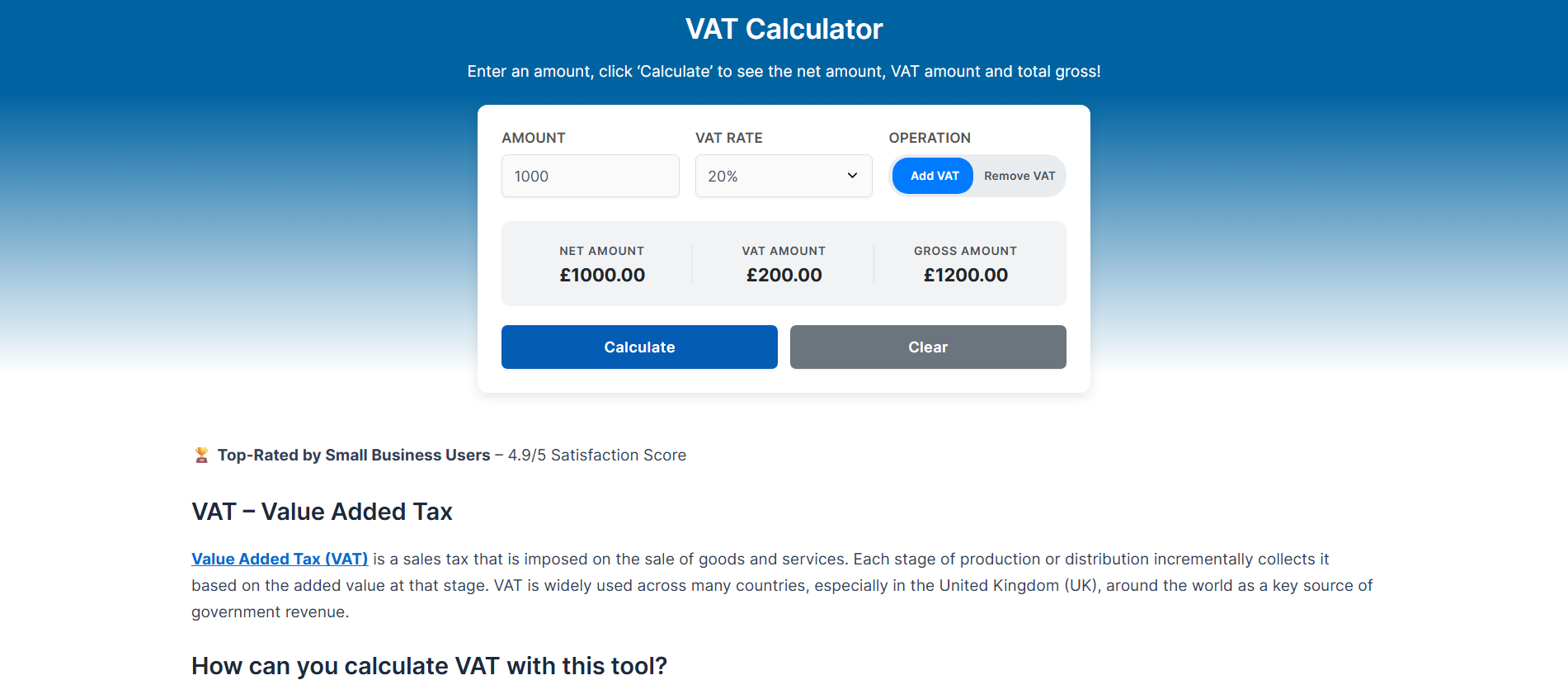 VAT Calculator gallery image