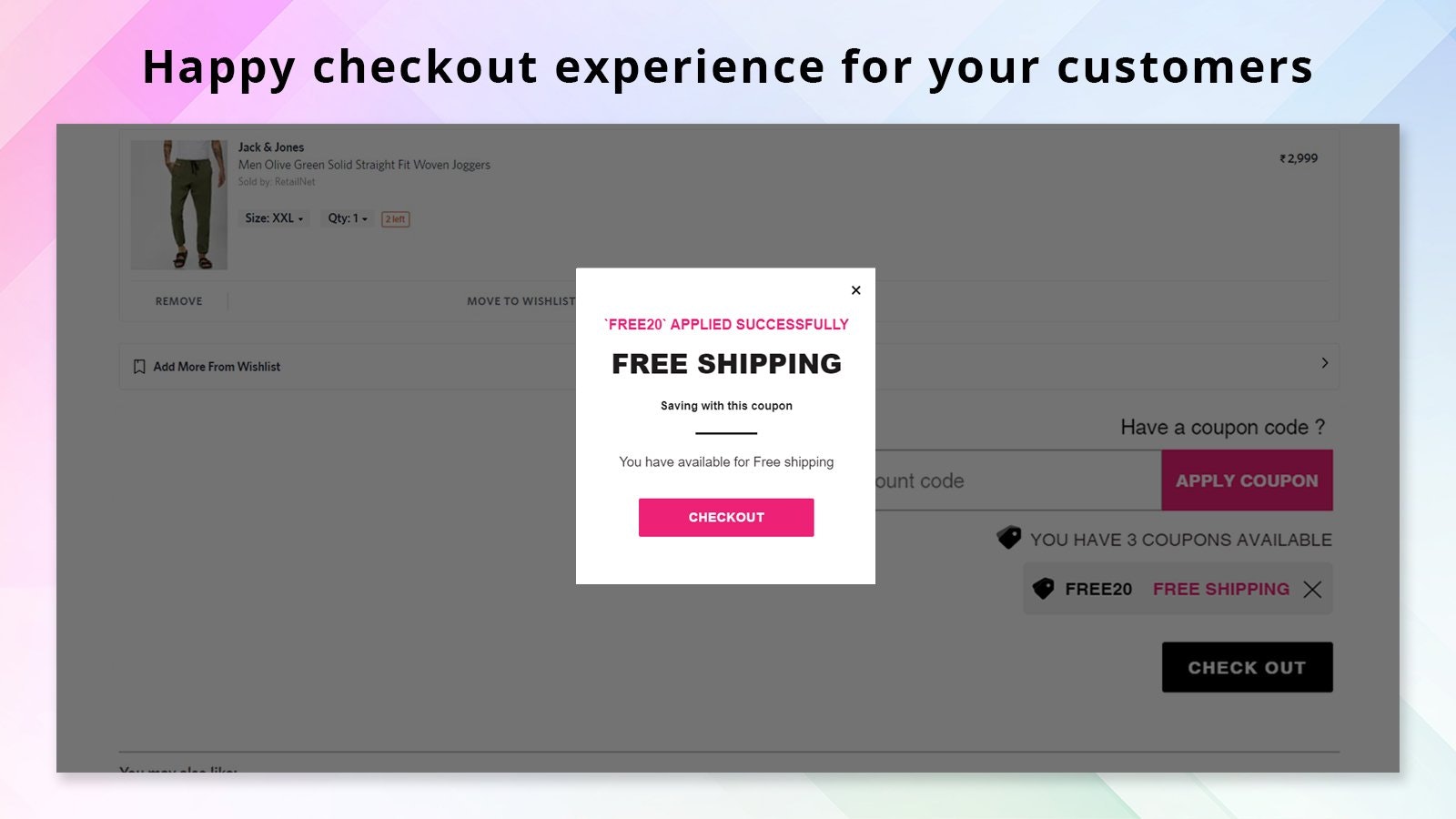 Offer coupon discounting on cart gallery image