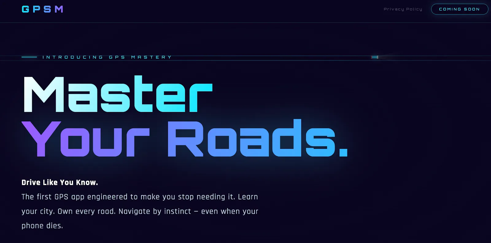 GPSM — GPS Mastery · Master Your Roads screenshot 1
