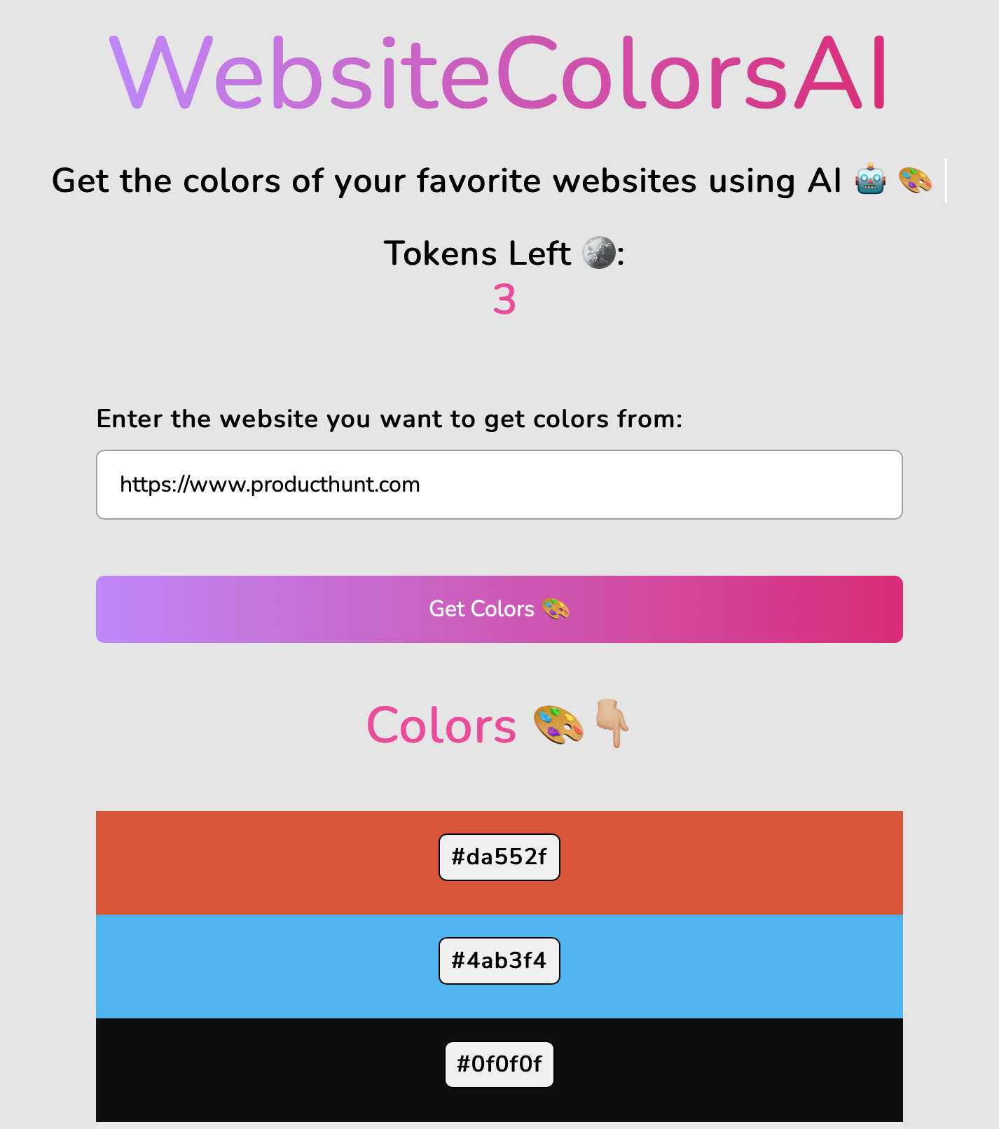 Mídia 3 de Websitecolorsai - Descubra as cores usadas nos sites principais usando ai
