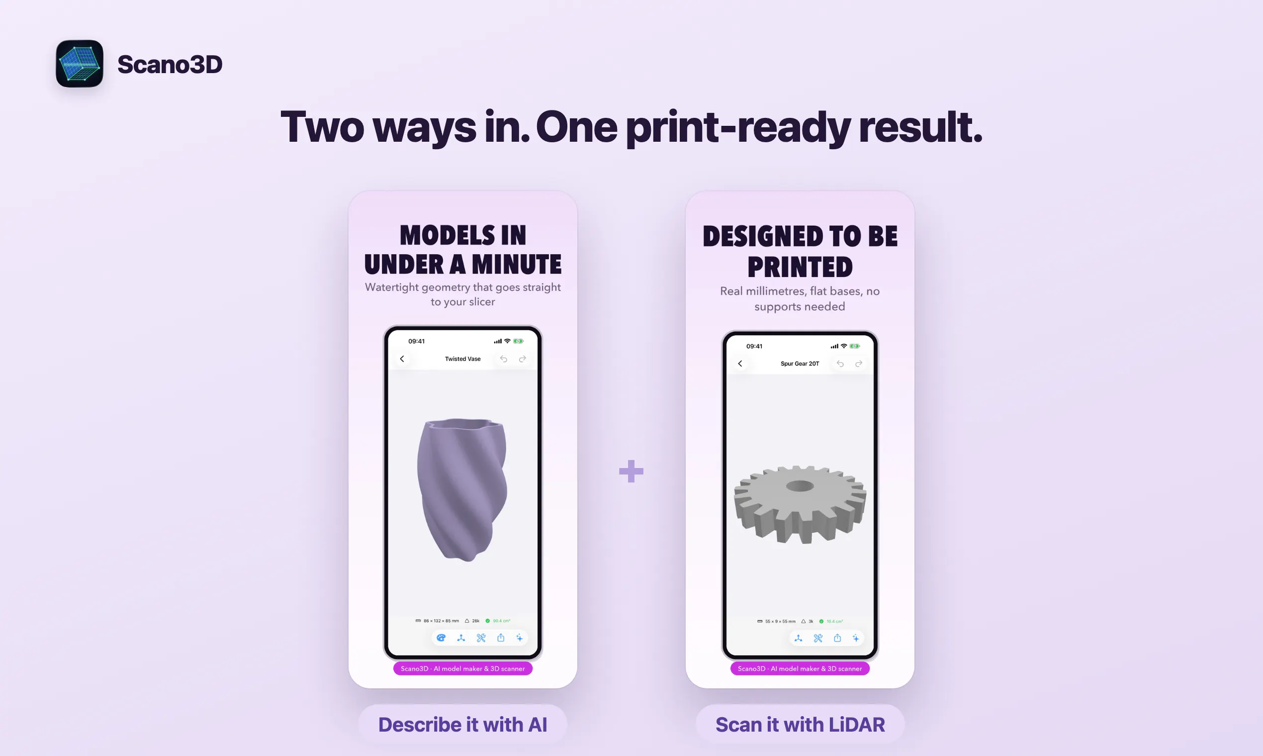 Scan or describe it. Get a 3D print gallery image