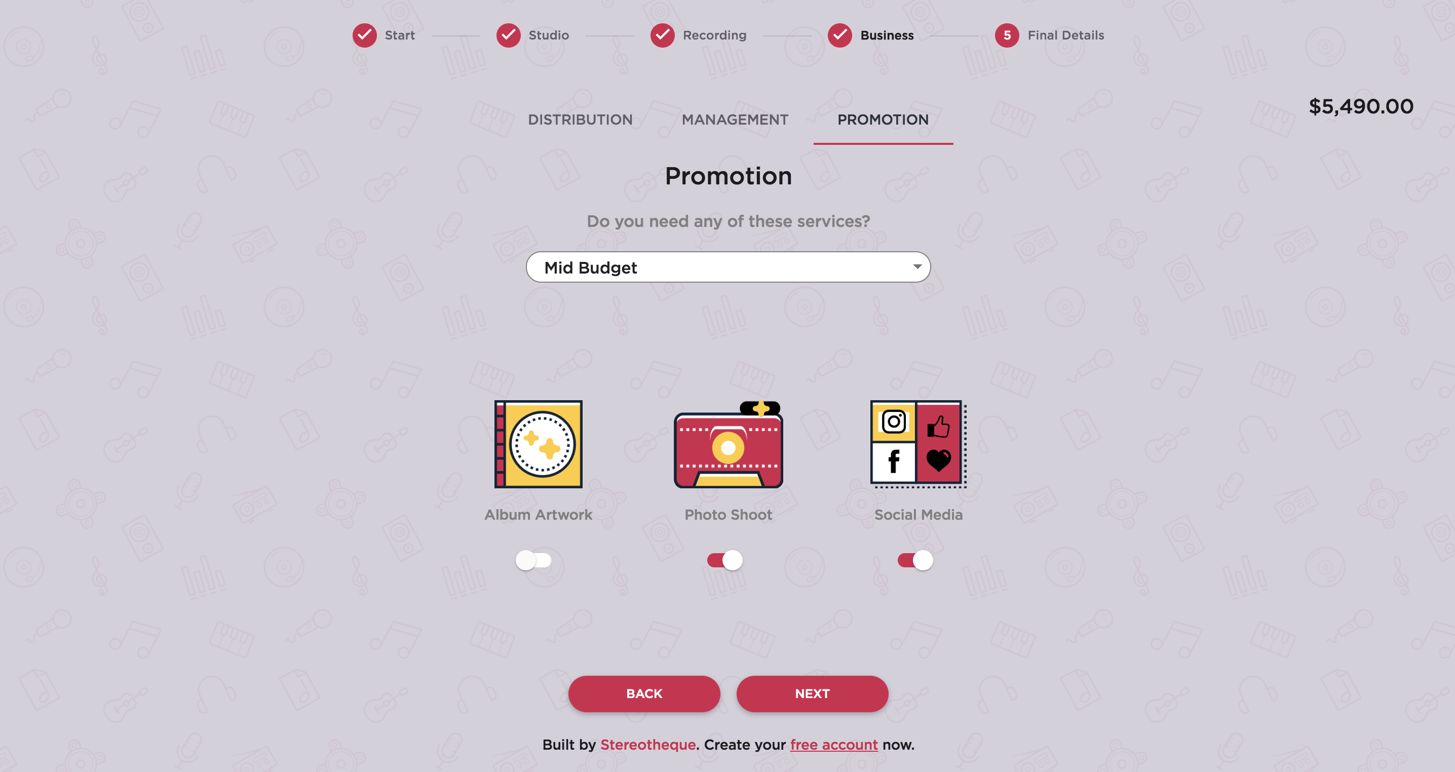 Music Project Budget Calculator gallery image