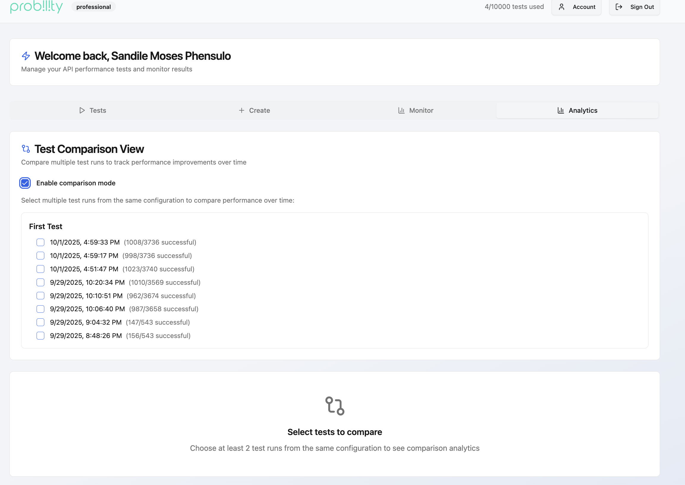 Probalità - Test delle prestazioni API Ai-Driven REFLITO media 2
