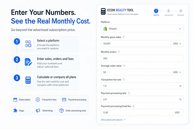 Ecom Reality Platform Cost Calculator screenshot 2
