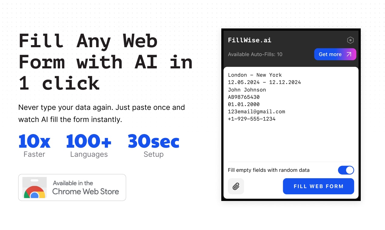 Média Fillwise - Remplissez les formulaires Web avec l'IA en un seul clic à l'aide de l'extension Chrome 2