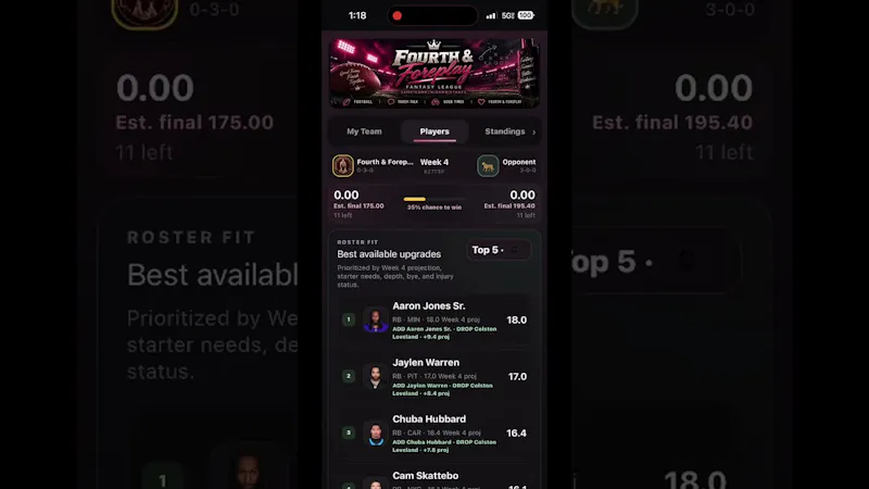 Fourth & Foreplay — Fantasy Football  screenshot 1 (video preview)