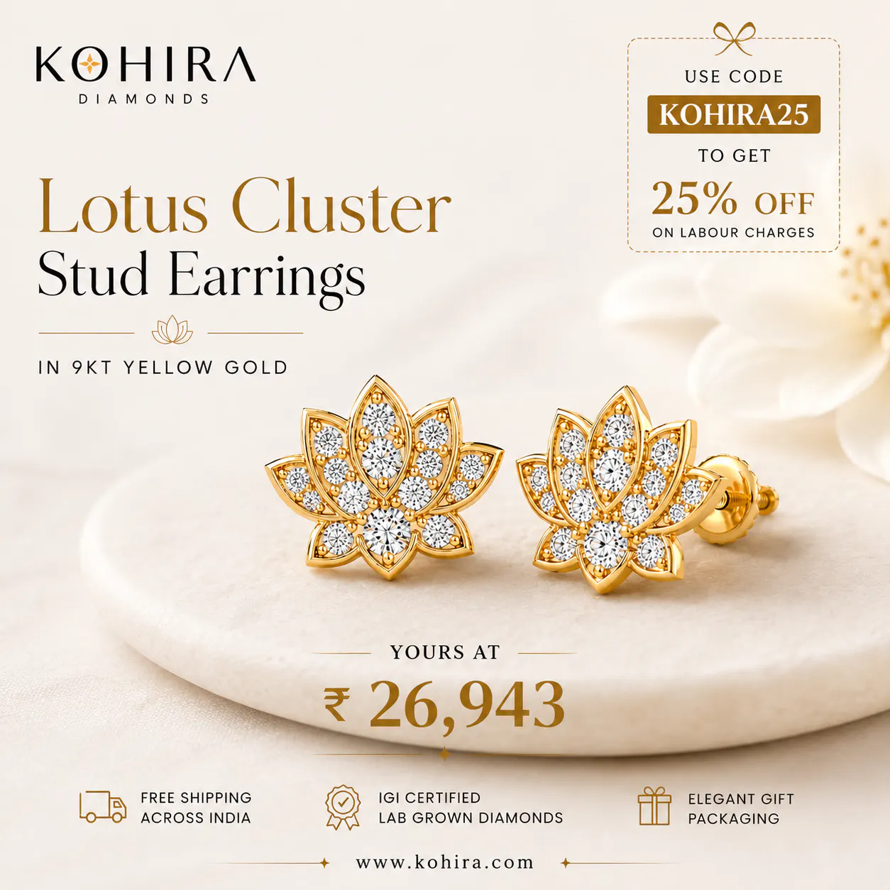 Lotus Cluster Stud Earrings