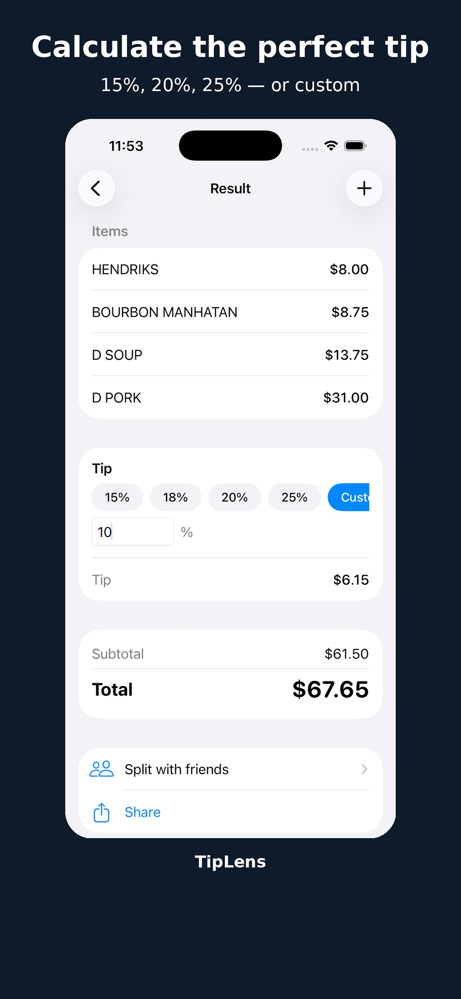 TipLens: Tip & Bill Calculator screenshot 2