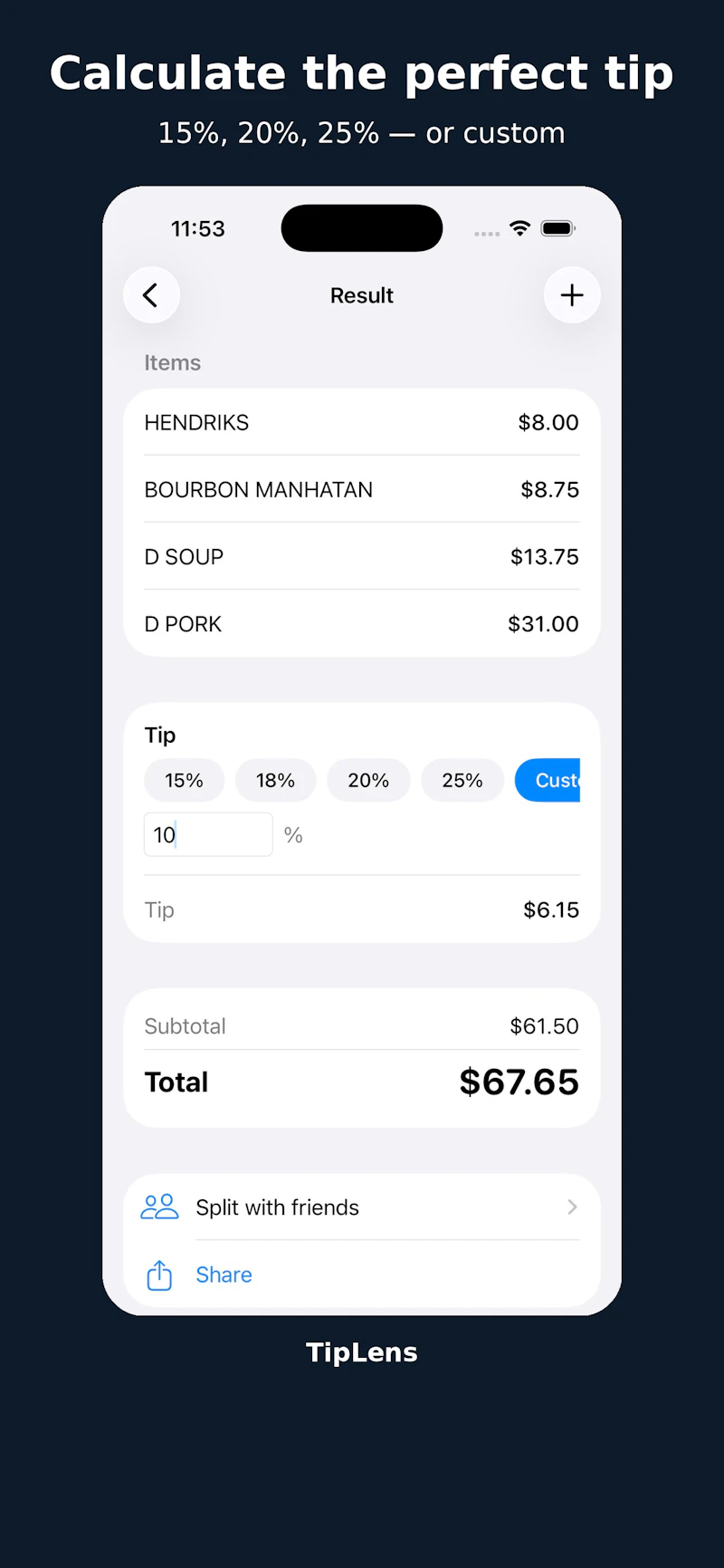TipLens: Tip & Bill Calculator screenshot 2