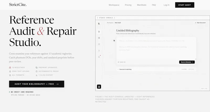 StrictCite — Reference Audit Studio screenshot 1