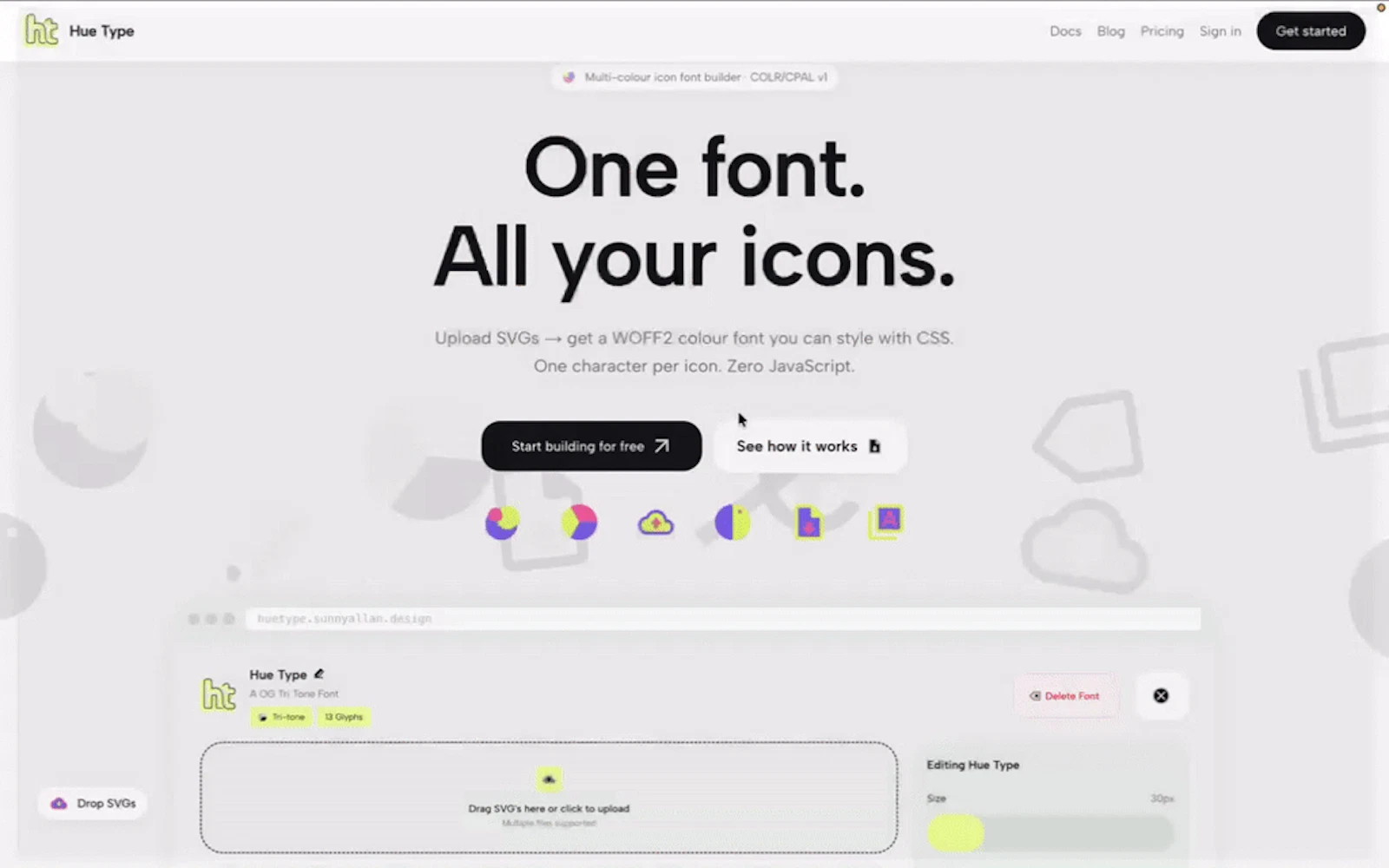 Multi Coloured Icon Fonts by Hue Type screenshot 1 (video preview)