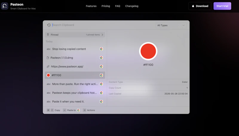Pasteon 1.1 screenshot 1