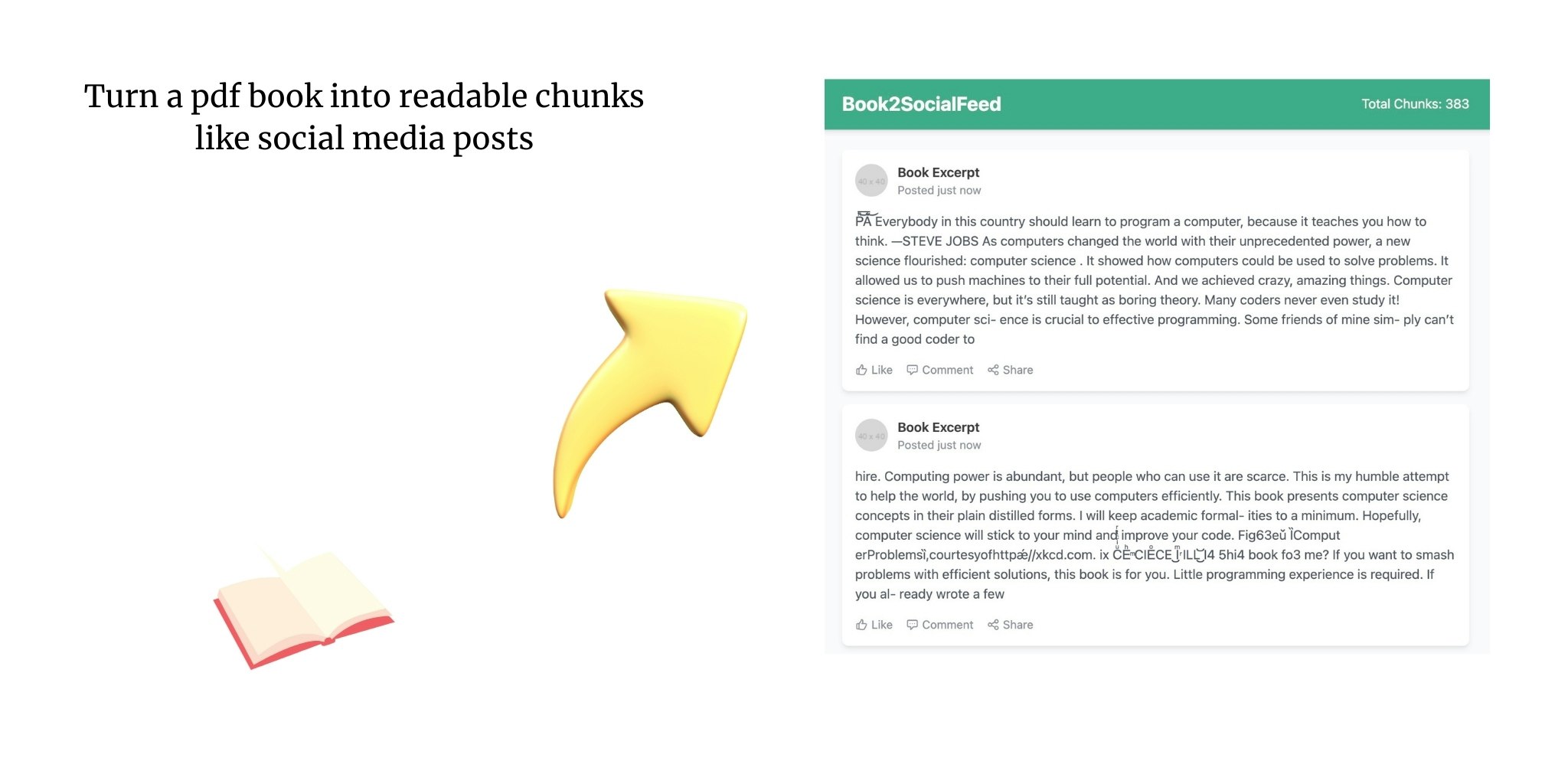 startuptile Book2SocialFeed-Turn pdfs into social media-like posts