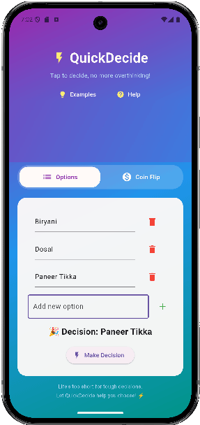 QuickDecide - "टैप करें। तय करें। किया!" मीडिया 4