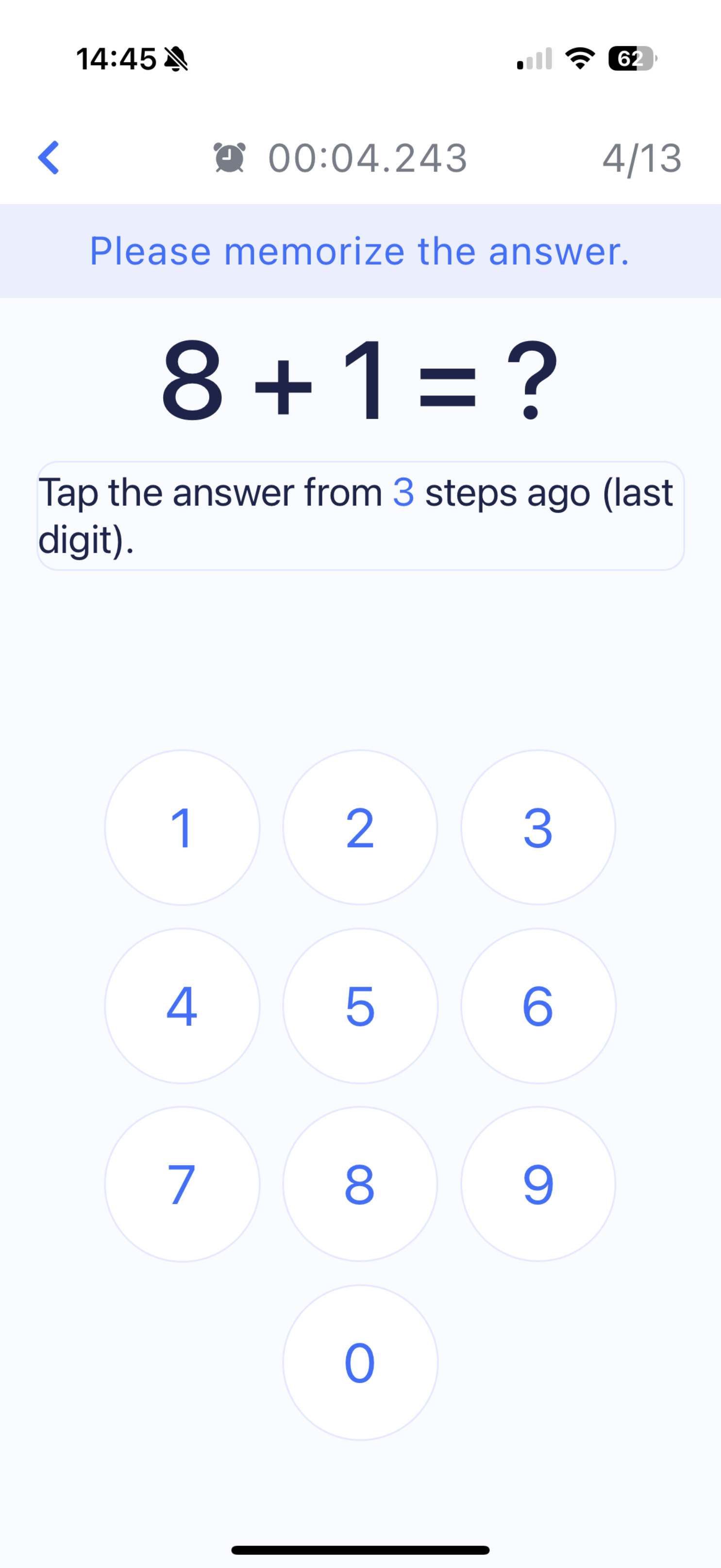 Gioco di allenamento del cervello di 1 minuto, booster del cervello - 1 min/giorno con l'allenamento matematico perfetto e semplice × matematica. media 4