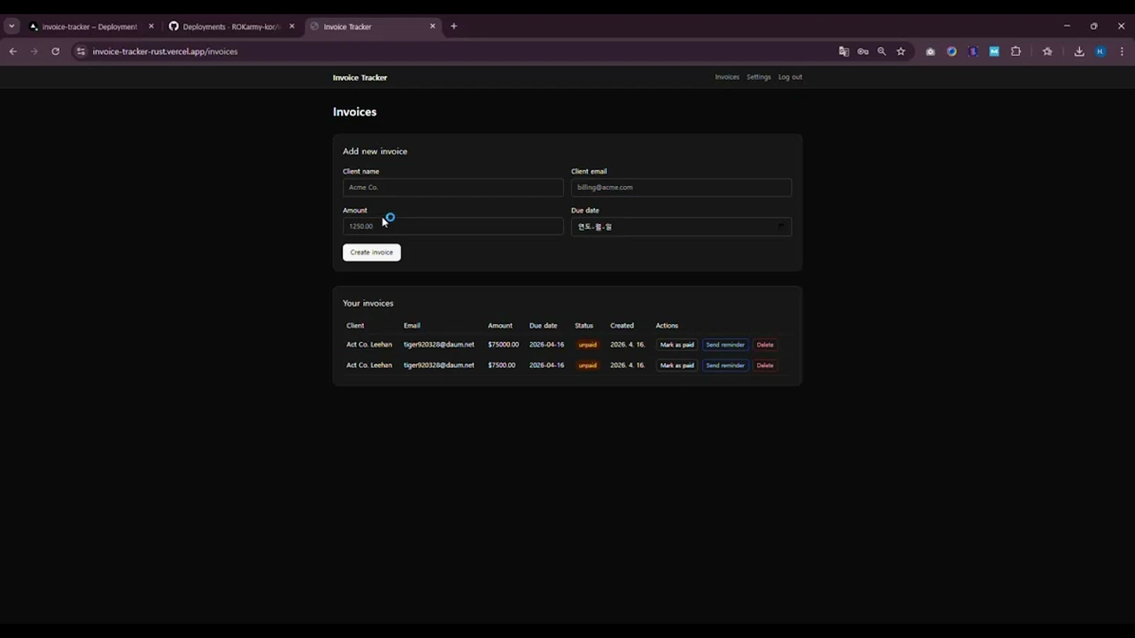 Invoice Tracker screenshot 1 (video preview)