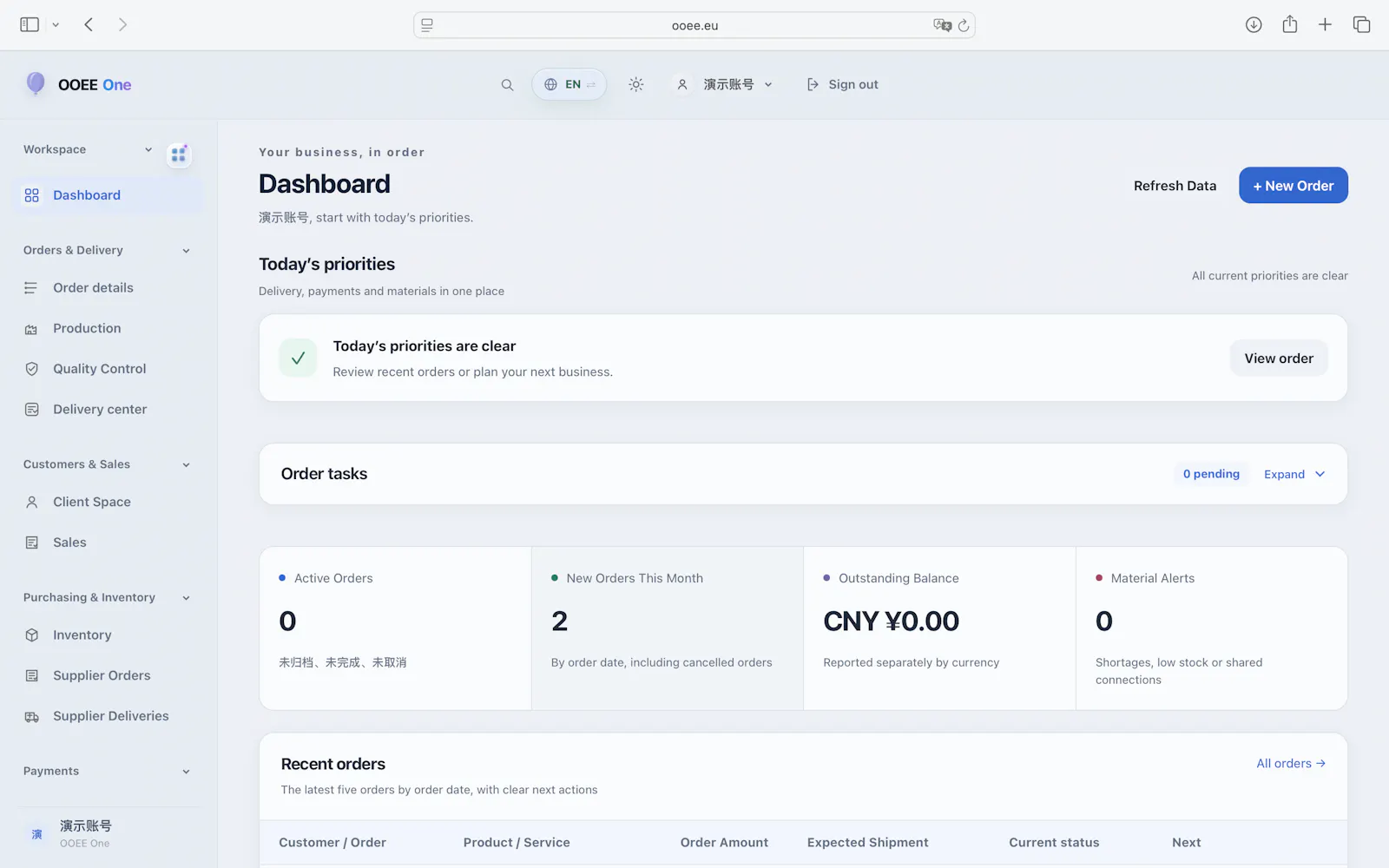 OOEE One – Business Workspace screenshot 1