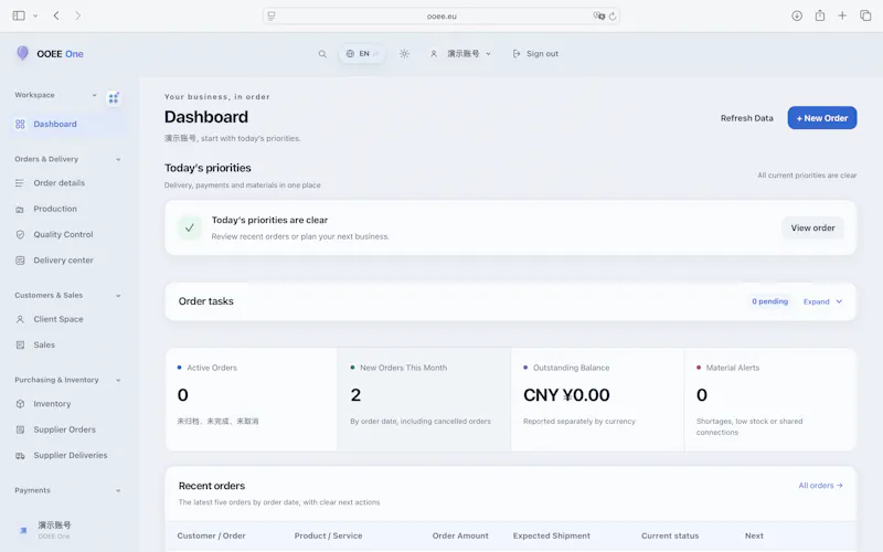 OOEE One – Business Workspace screenshot 1