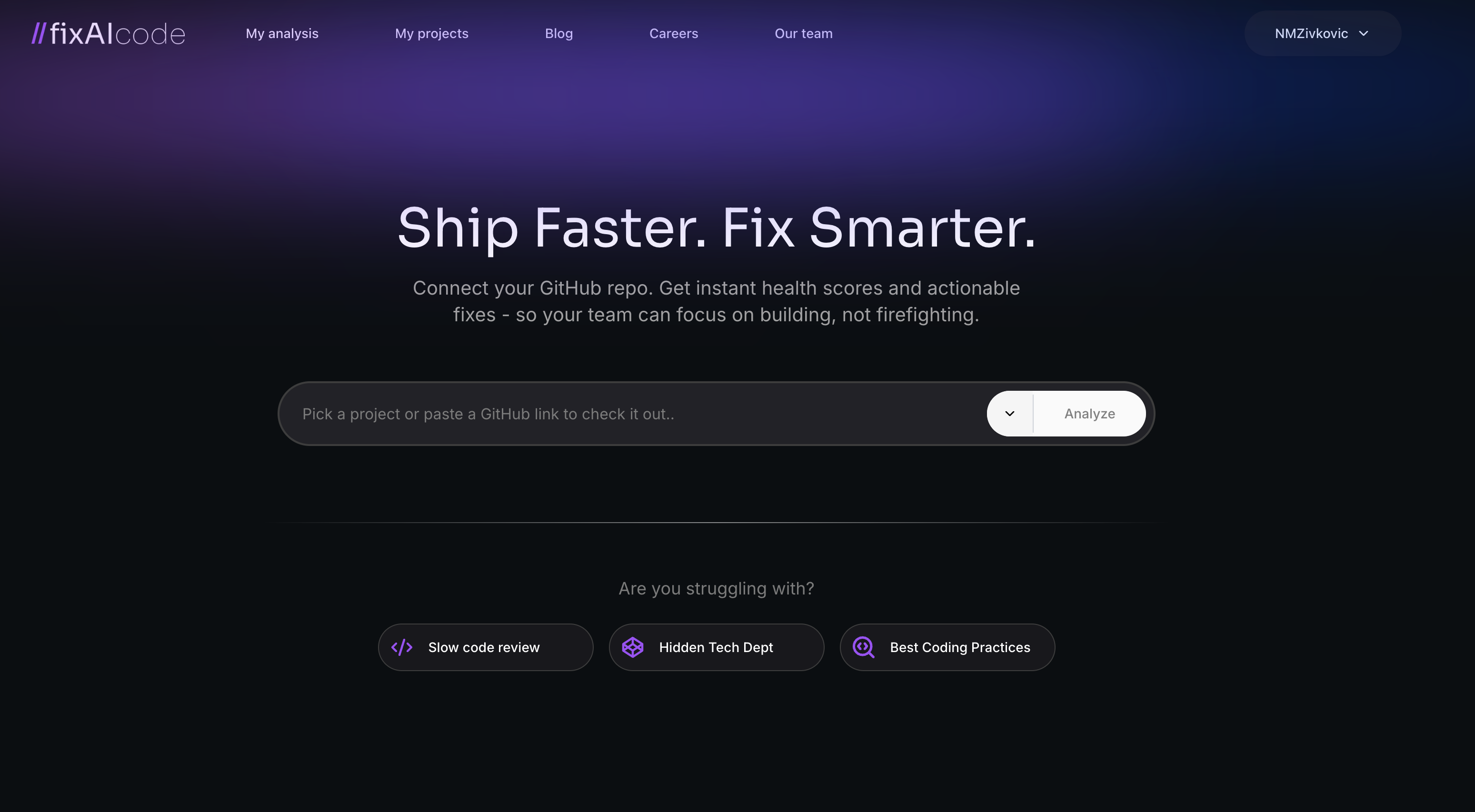 fixAIcode - Screenshot 2 showing product features and functionality