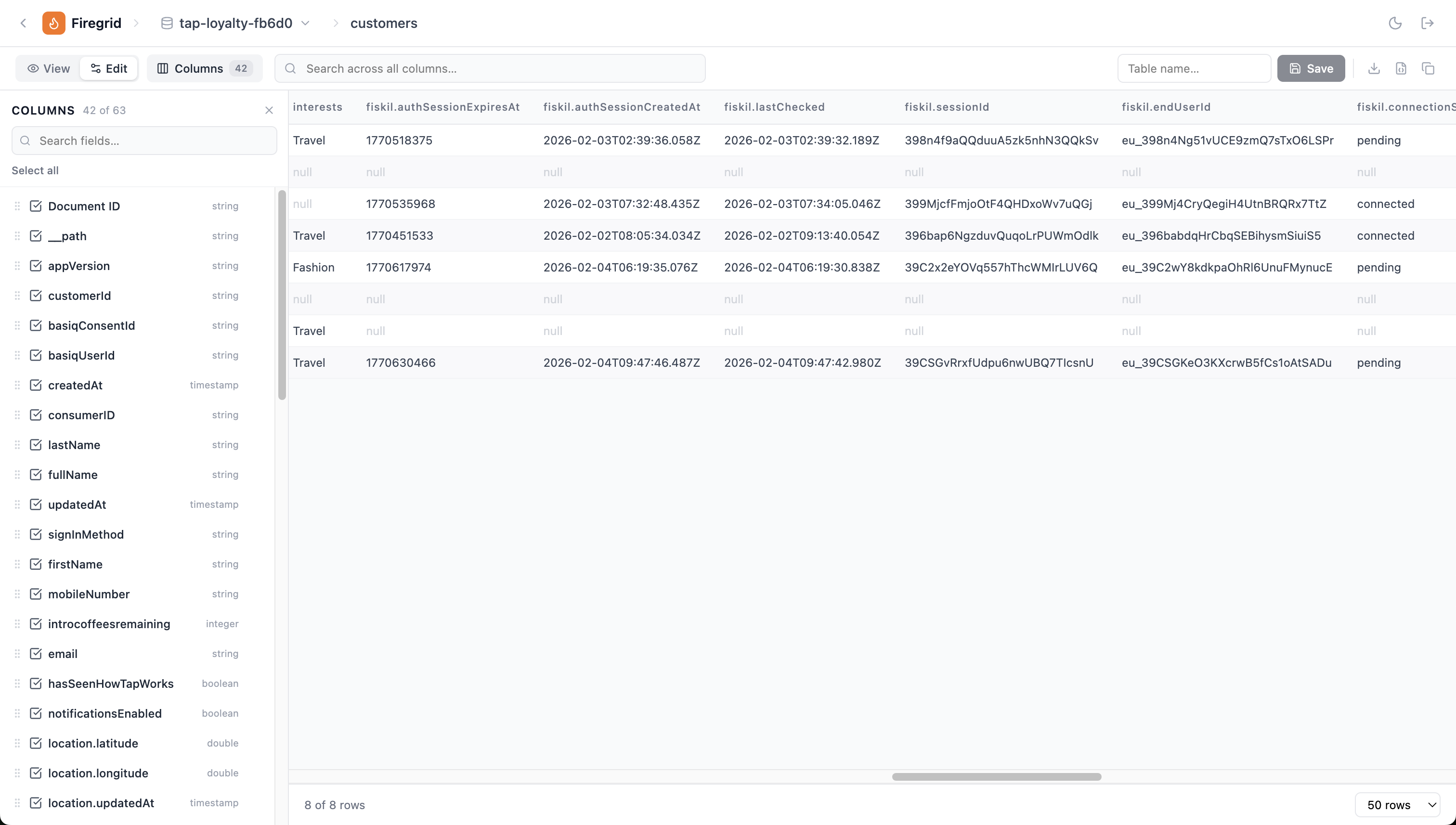 Firegrid - Firestore Table Builder - Screenshot 2 showing product features and functionality