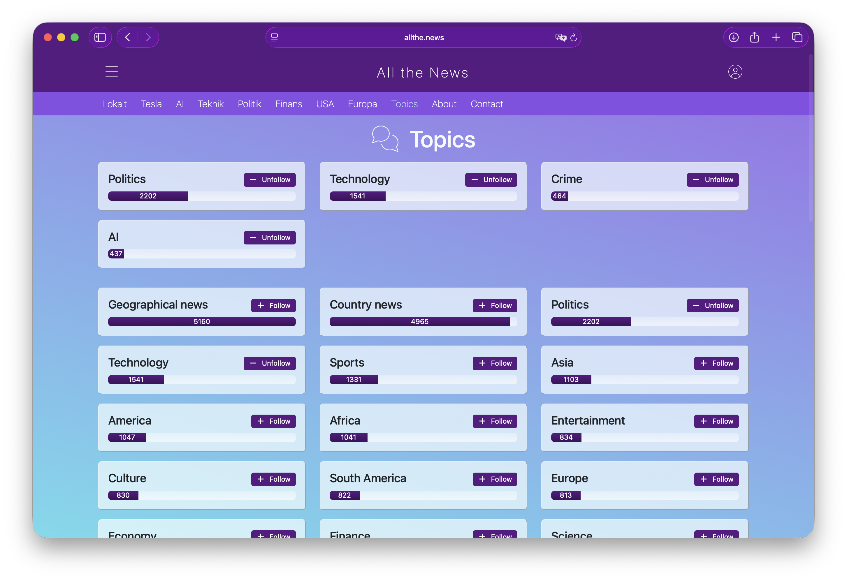 All the News - Screenshot 2 showing product features and functionality