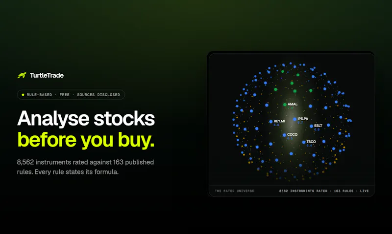 TurtleTrade — transparent stock screener screenshot 2