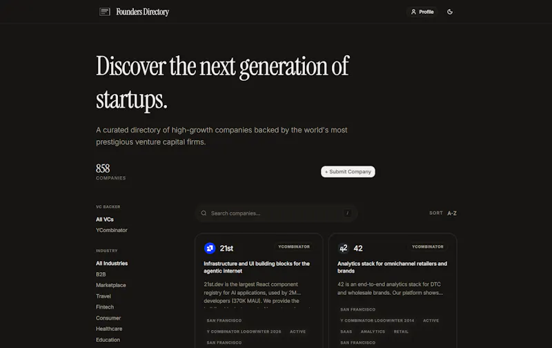Founders Directory screenshot 1