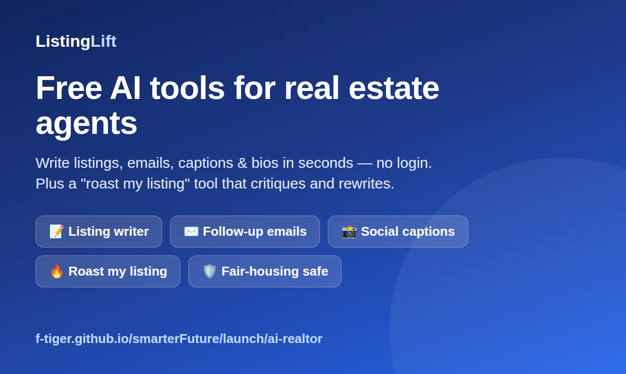 ListingLift — free AI tools for agents gallery image