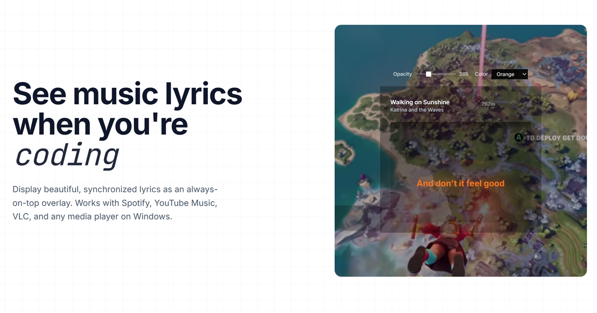 Lyric Overlay - Main product screenshot demonstrating key features and user interface