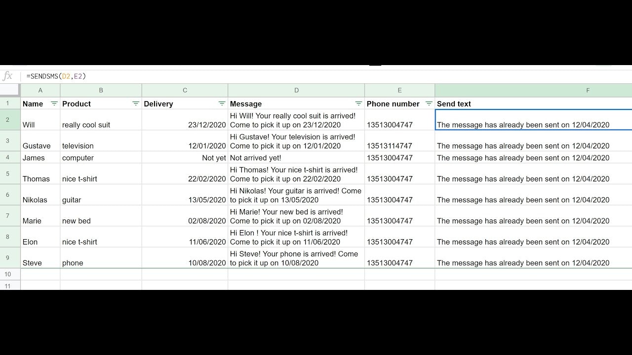 Send SMS from Google Sheets gallery image