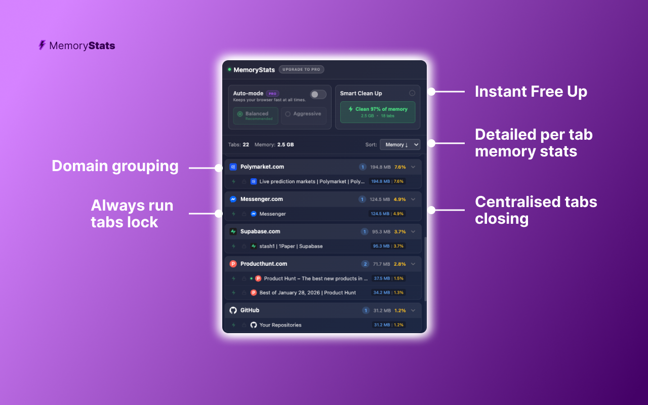 MemoryStats - Screenshot 2 showing product features and functionality