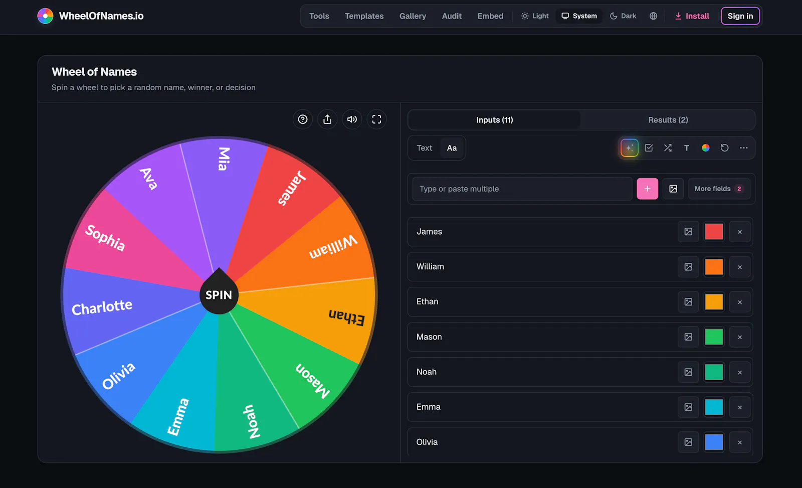 Wheel of Names screenshot 1