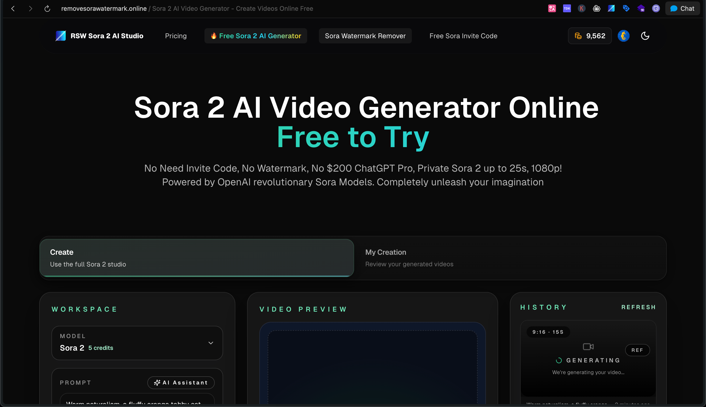 RSW Sora 2 AI Studio gallery image