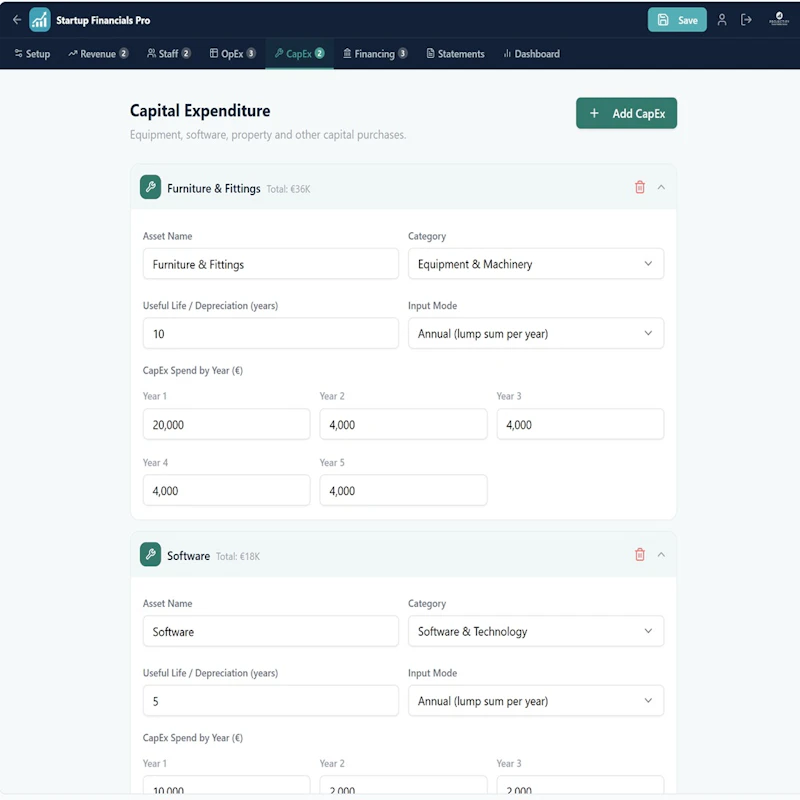 Startup Financials Pro screenshot 9